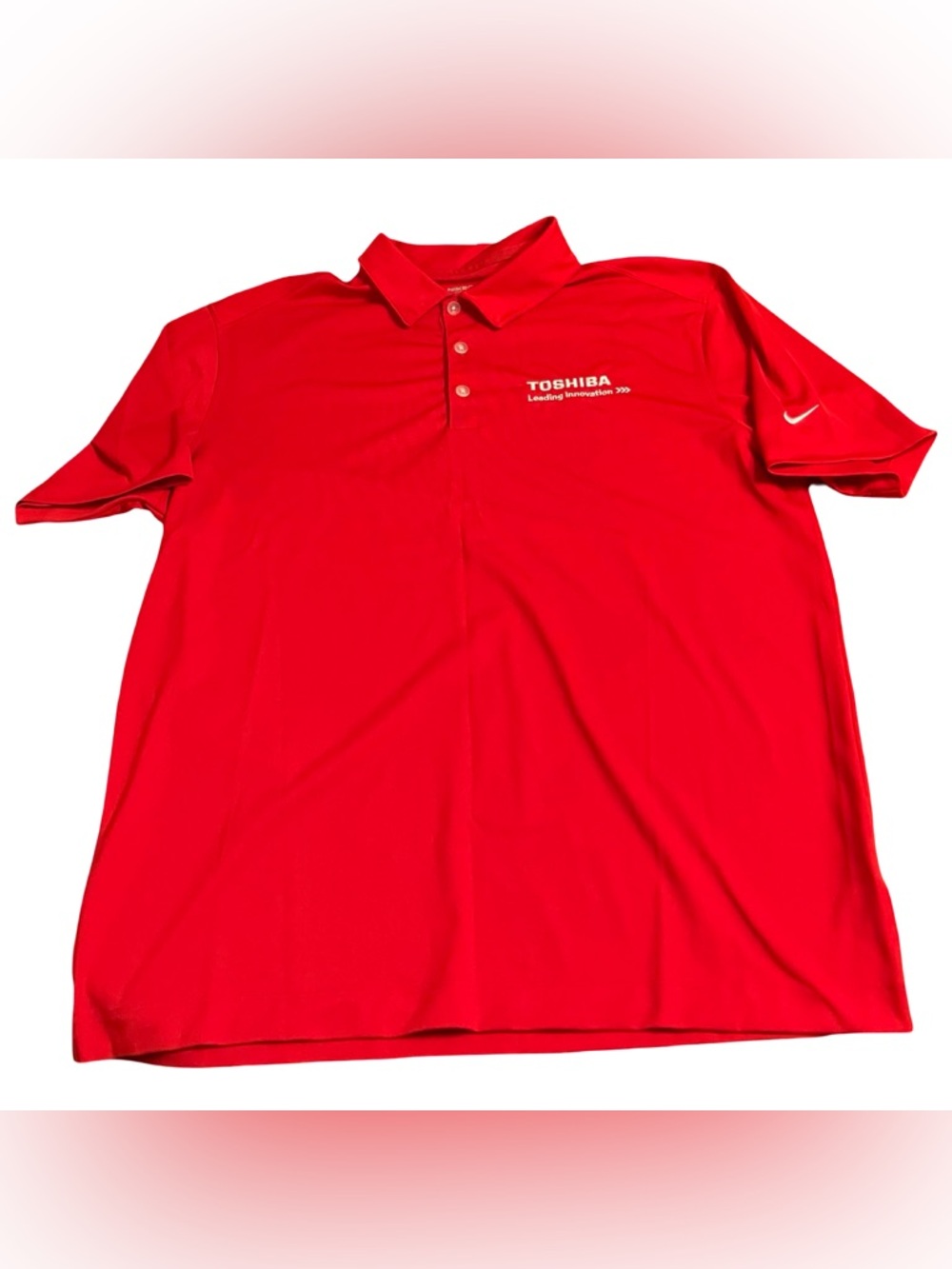 Toshiba Computer Tee Nike Golf Polo Tshirt Dri Fit Red Swoosh Adult Large Tech